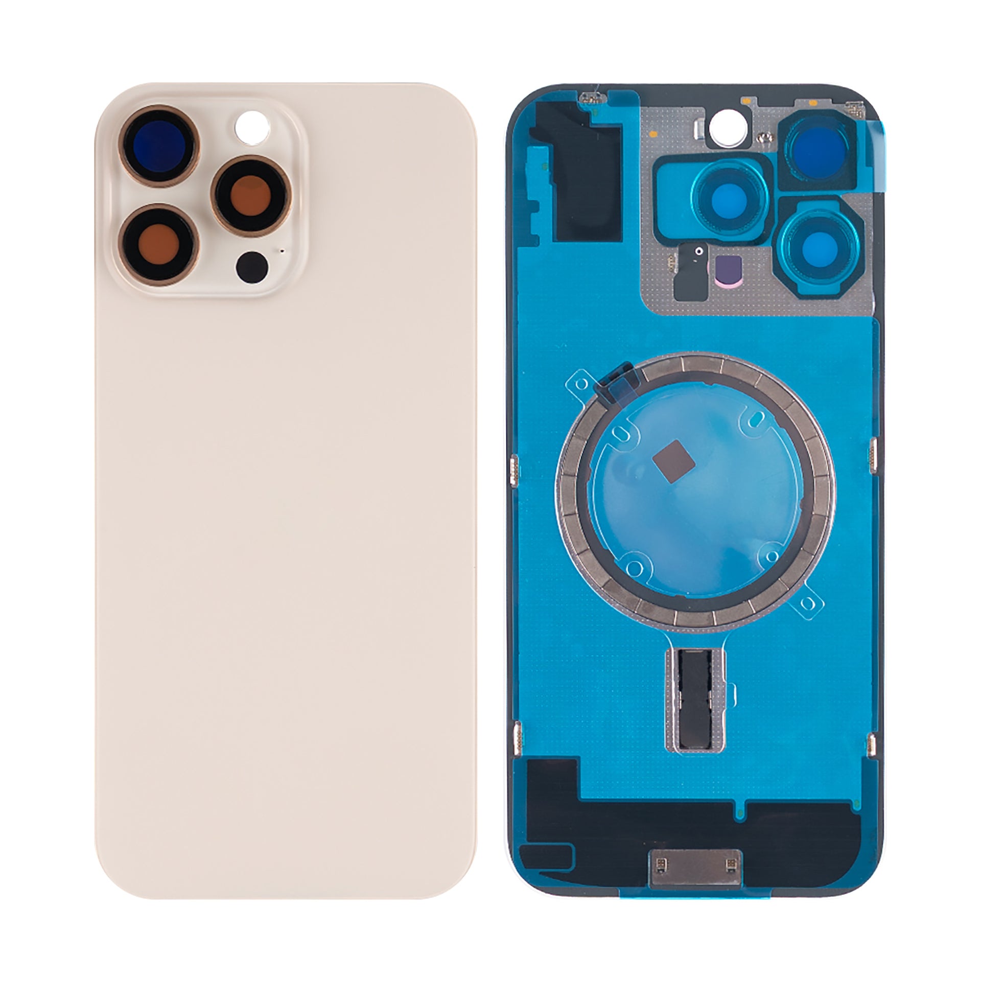 For Apple iPhone 16 Pro Max Back Glass Without NFC, Enlarged Camera Frame Desert Titanium Compatible