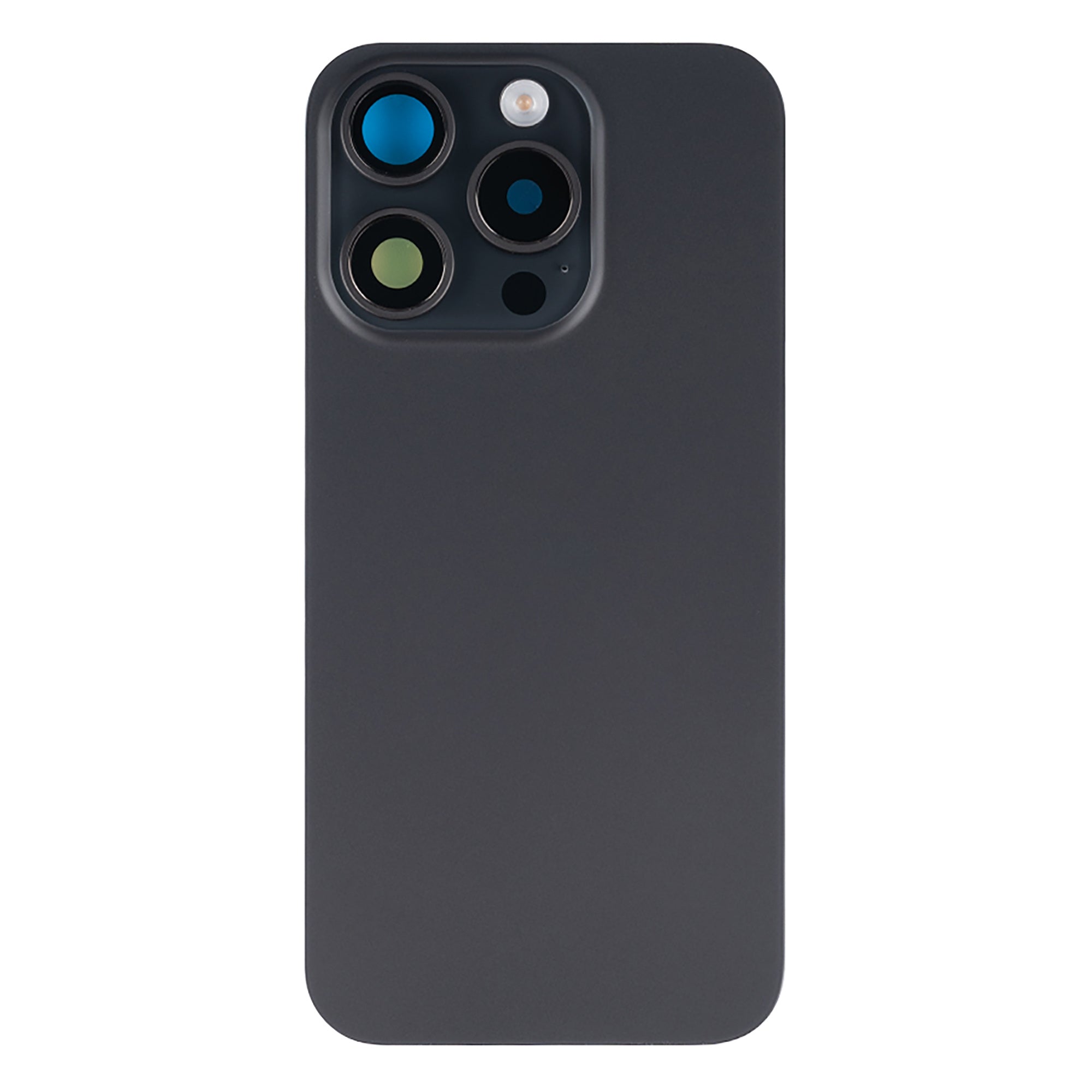 For Apple iPhone 15 Pro Back Glass With NFC, Enlarged Camera Frame Black Titanium Compatible