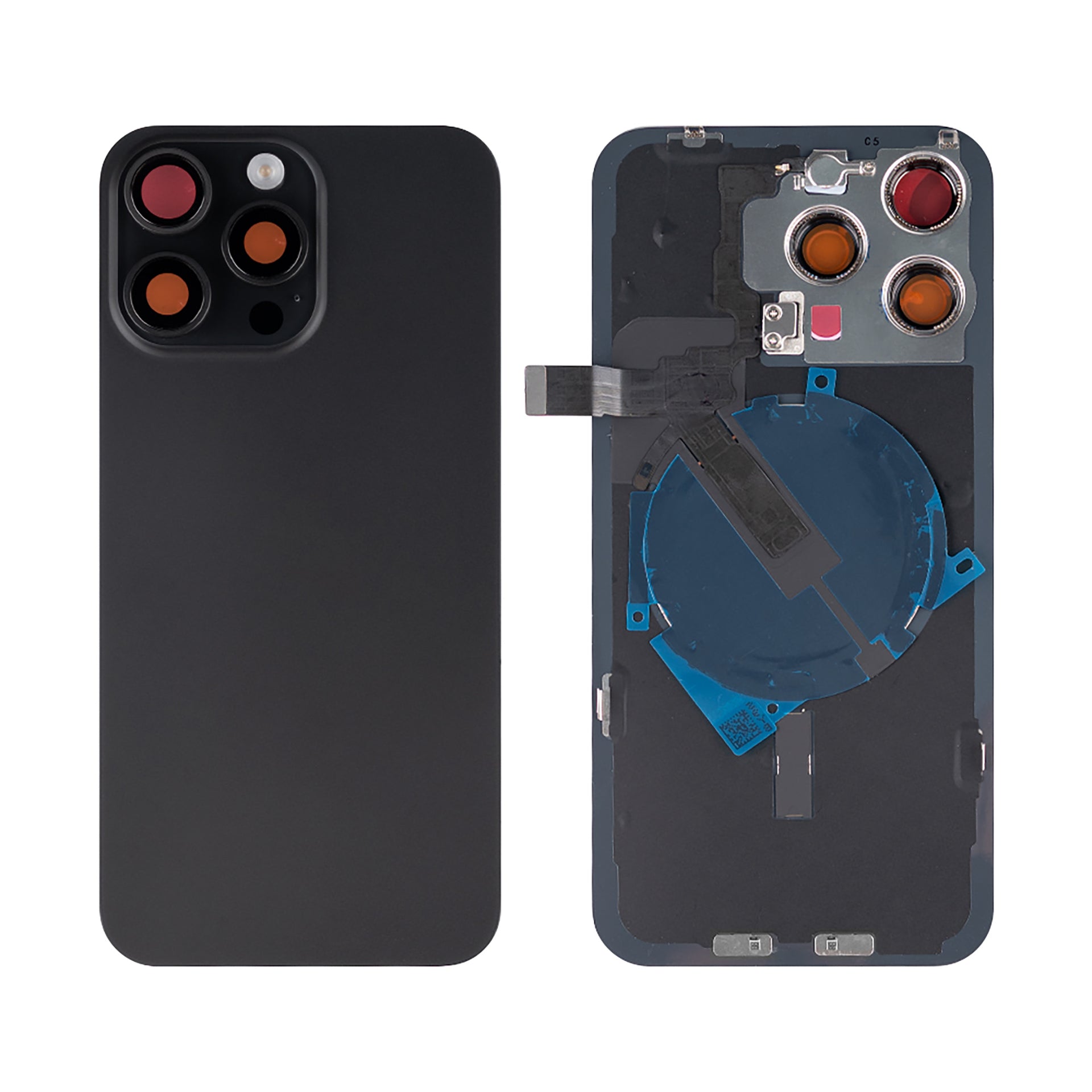 For Apple iPhone 15 Pro Max Back Glass With NFC, Enlarged Camera Frame Black Titanium Compatible