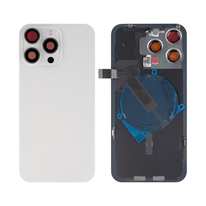 For iPhone 15 Pro Max Extra Glass With NFC, Enlarged Camera Frame White Titanium