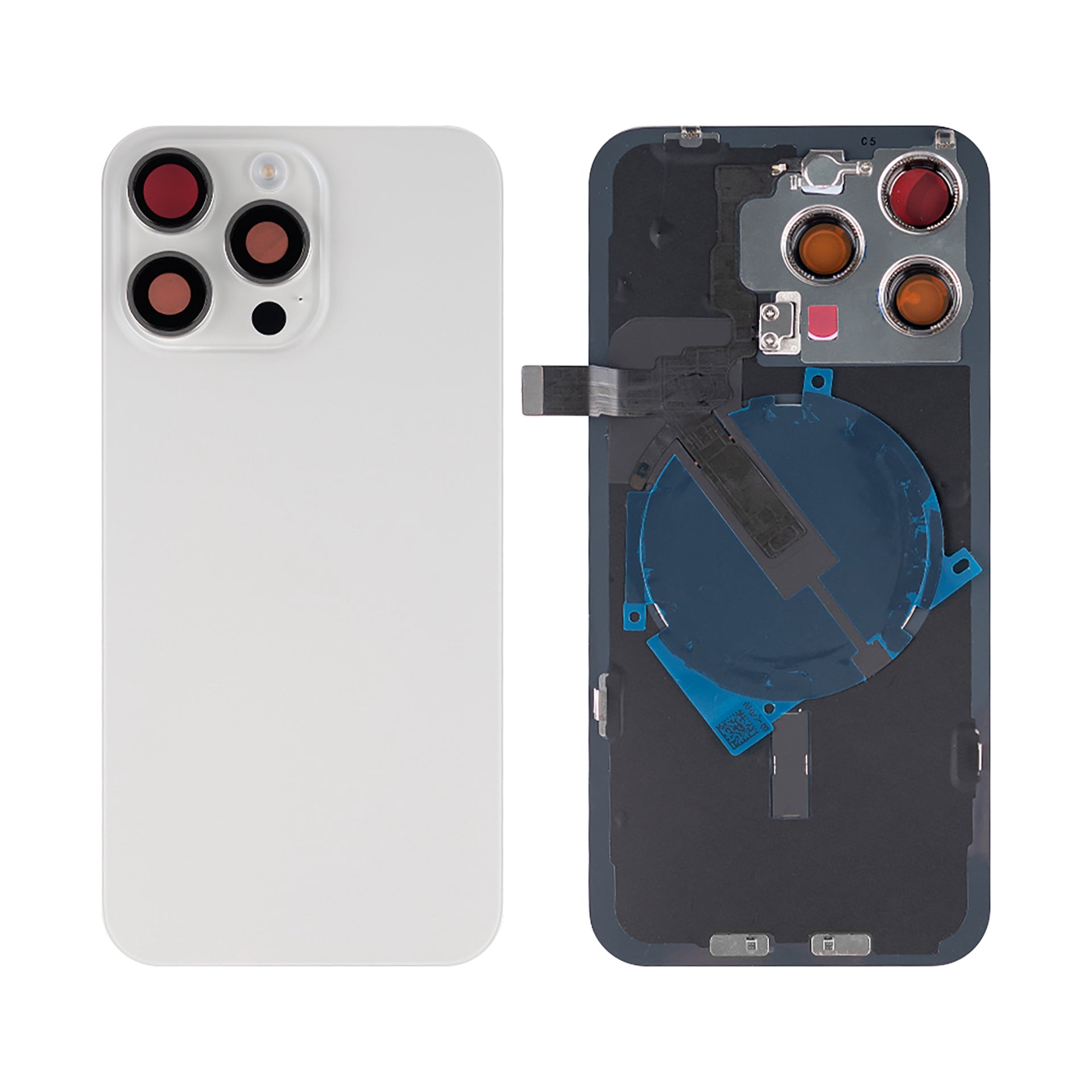 For Apple iPhone 15 Pro Max Back Glass With NFC, Enlarged Camera Frame White Titanium Compatible