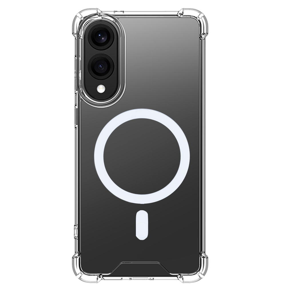 Rixus Anti-Burst Case With MagSafe Compatible For Samsung Galaxy S25 Edge Transparent