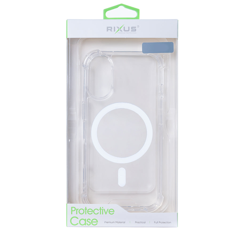 Rixus Anti-Burst Case With MagSafe Compatible For Samsung Galaxy S25 Edge Transparent