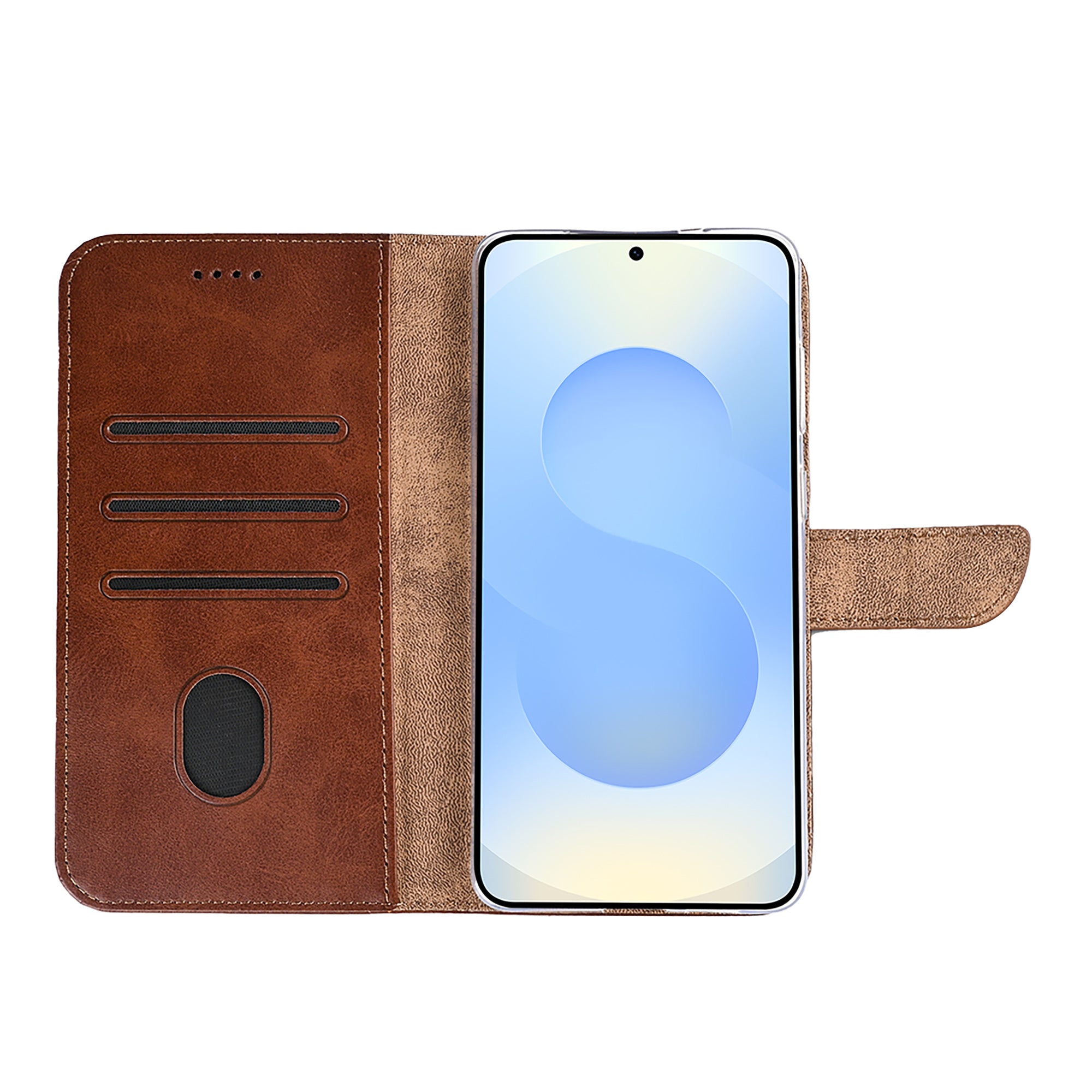 Rixus Bookcase For Samsung Galaxy S25 Edge Brown