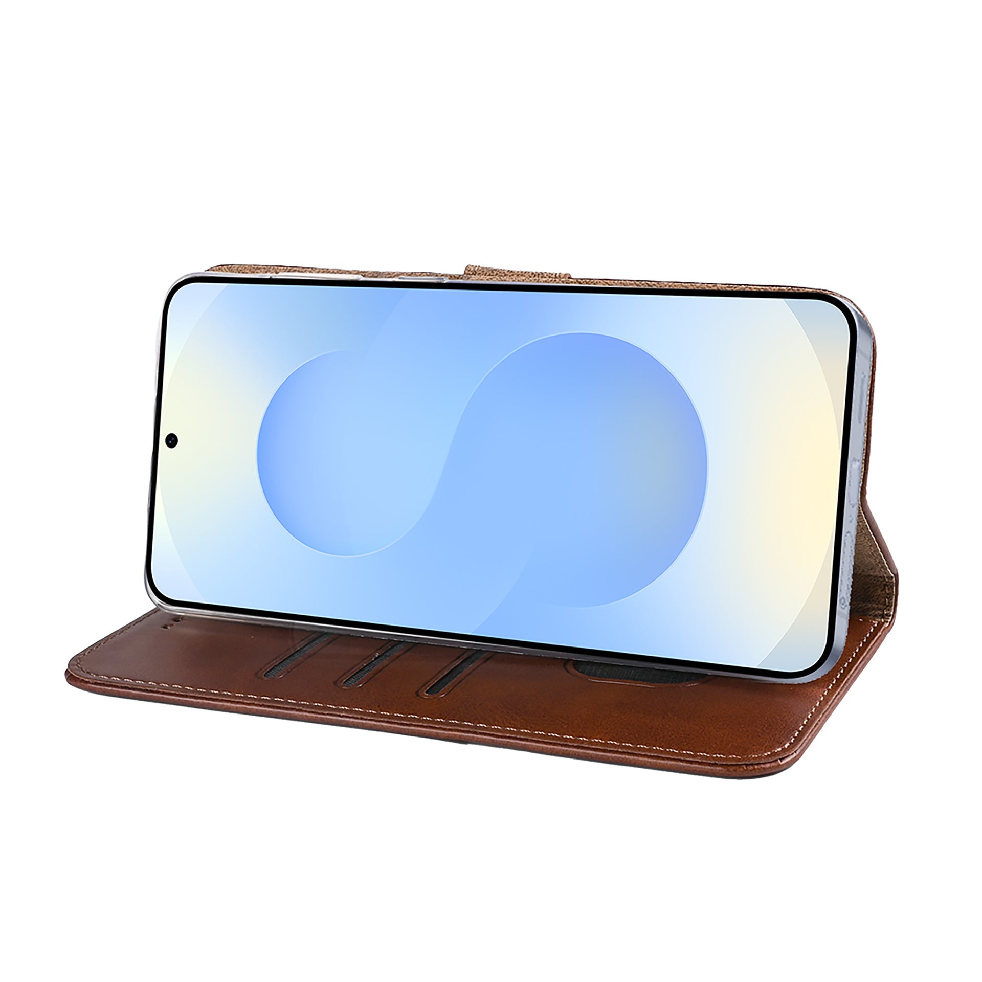 Rixus Bookcase For Samsung Galaxy S25 Edge Brown