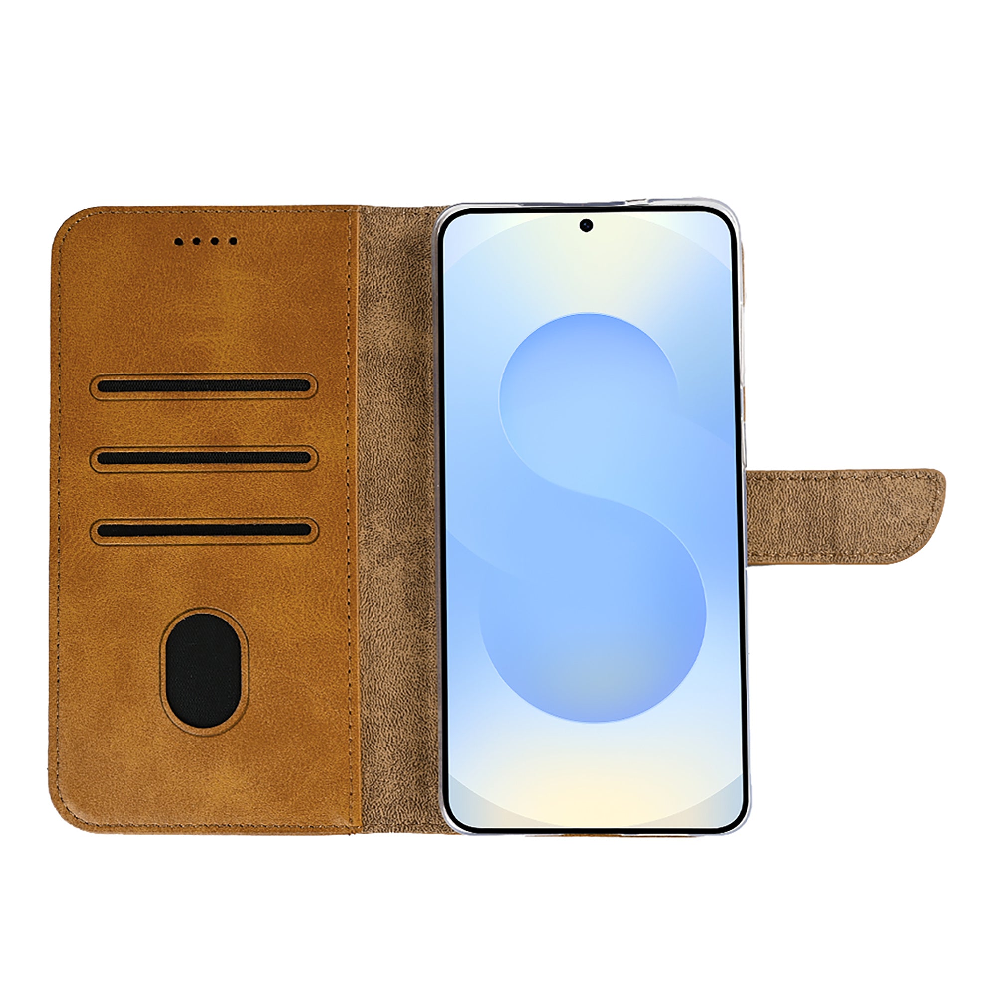 Rixus Bookcase For Samsung Galaxy S25 Edge Light Brown