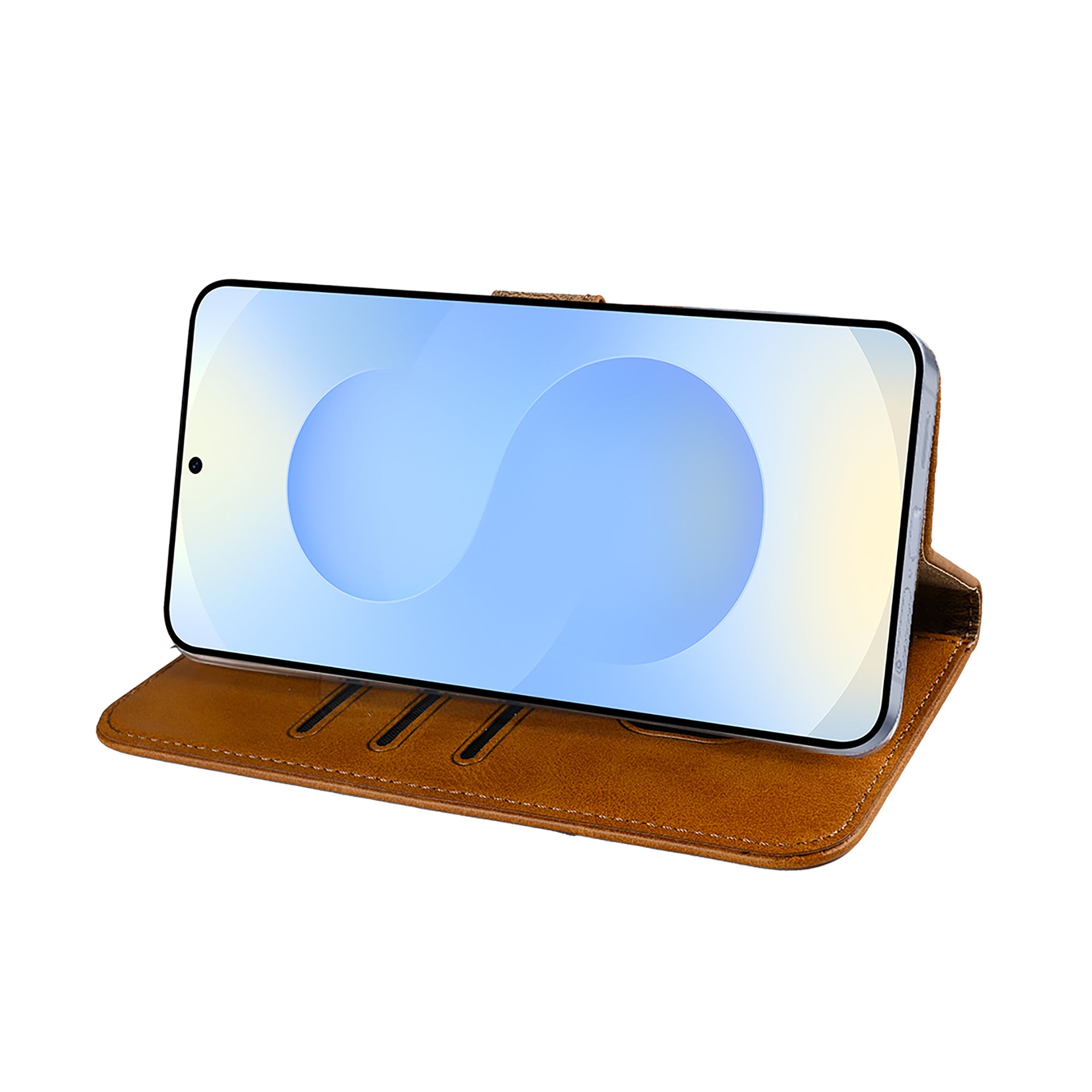 Rixus Bookcase For Samsung Galaxy S25 Edge Light Brown