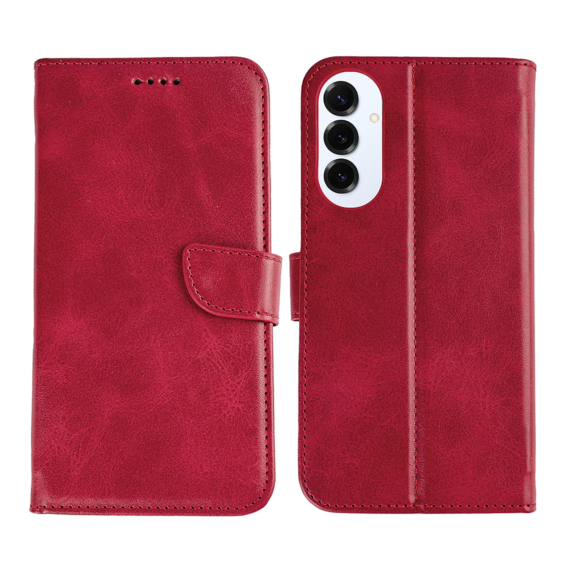 Rixus Bookcase For Samsung Galaxy S25 Edge Dark Red