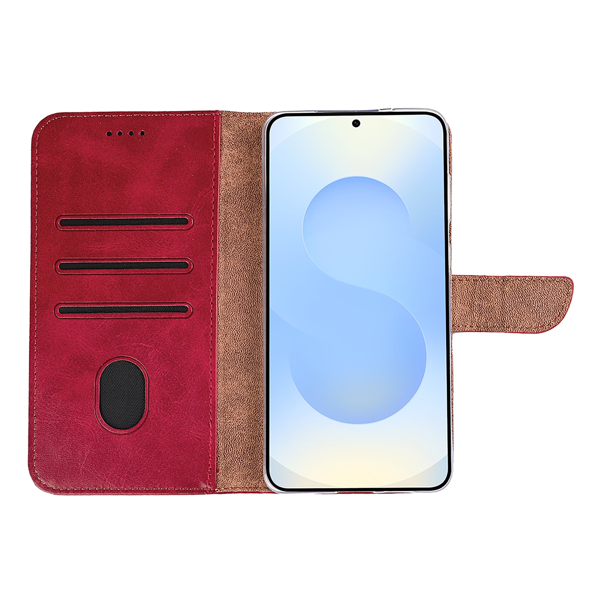 Rixus Bookcase For Samsung Galaxy S25 Edge Dark Red