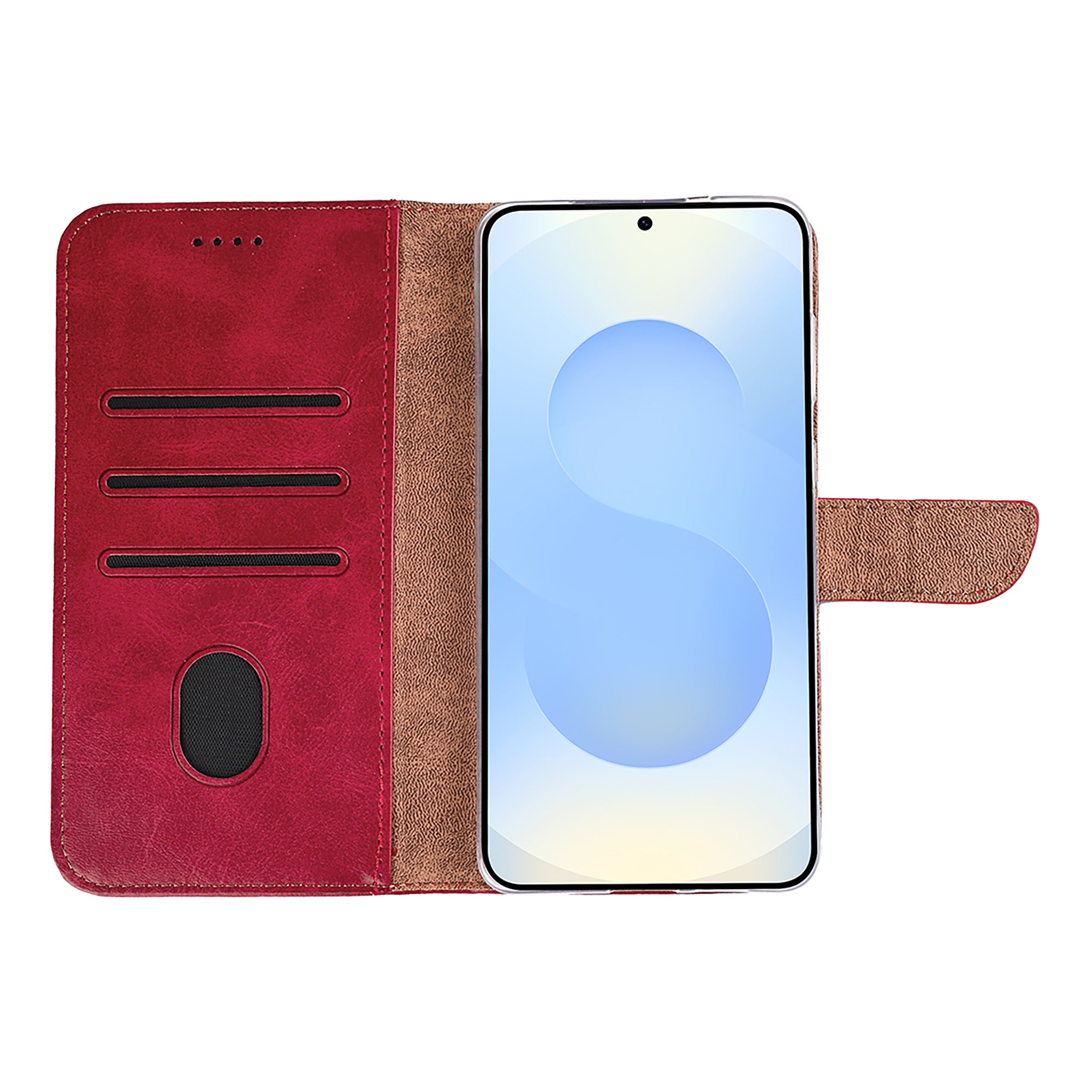 Rixus Bookcase For Samsung Galaxy S25 Edge Dark Red