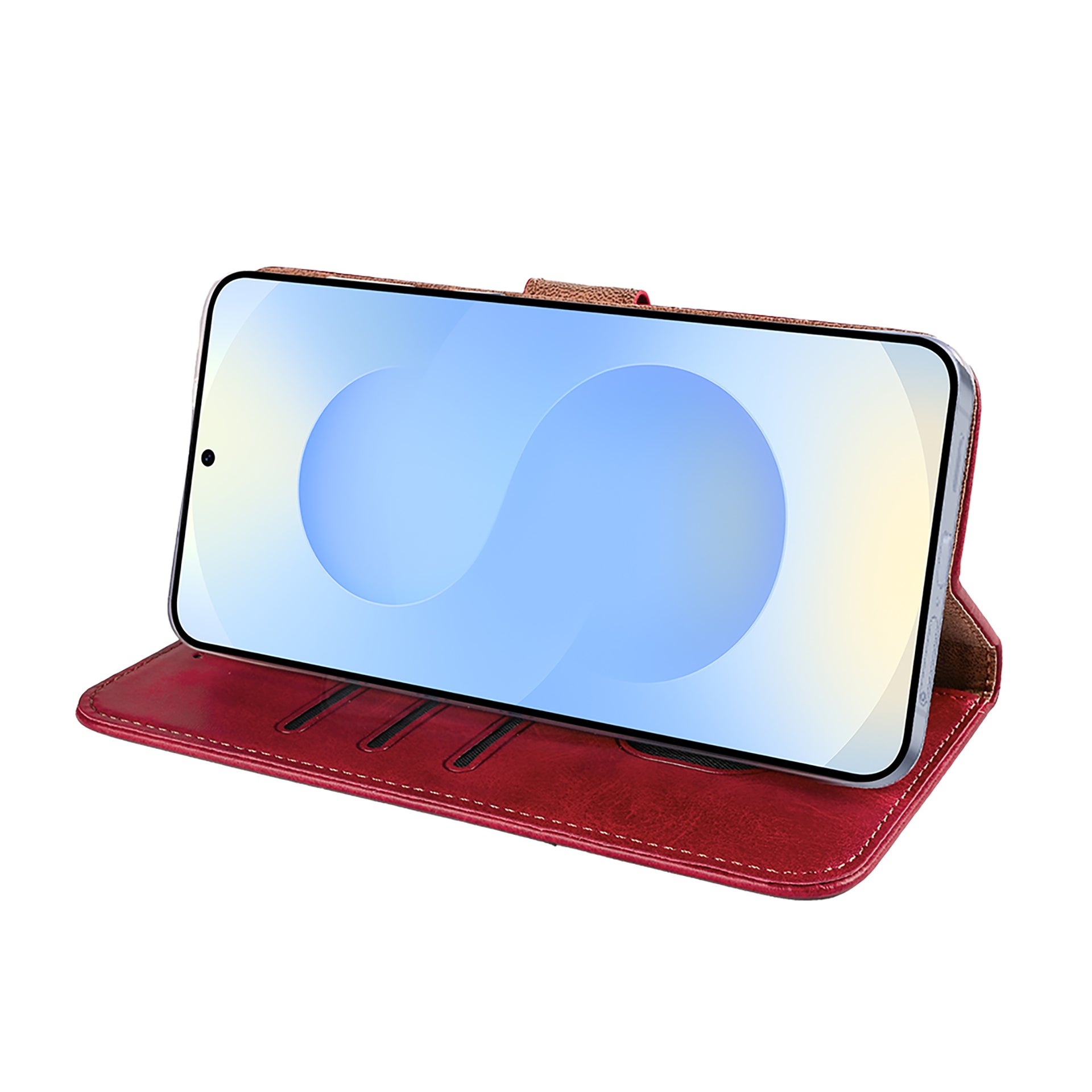 Rixus Bookcase For Samsung Galaxy S25 Edge Dark Red