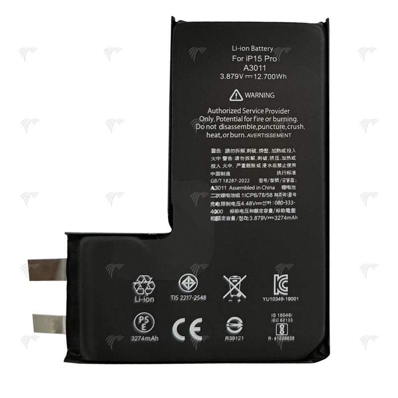 For iPhone 15 Pro Battery (Spot Welding Required) 3274mAh No BMS / IC