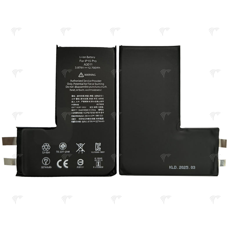 For iPhone 15 Pro Battery (Spot Welding Required) 3274mAh No BMS / IC