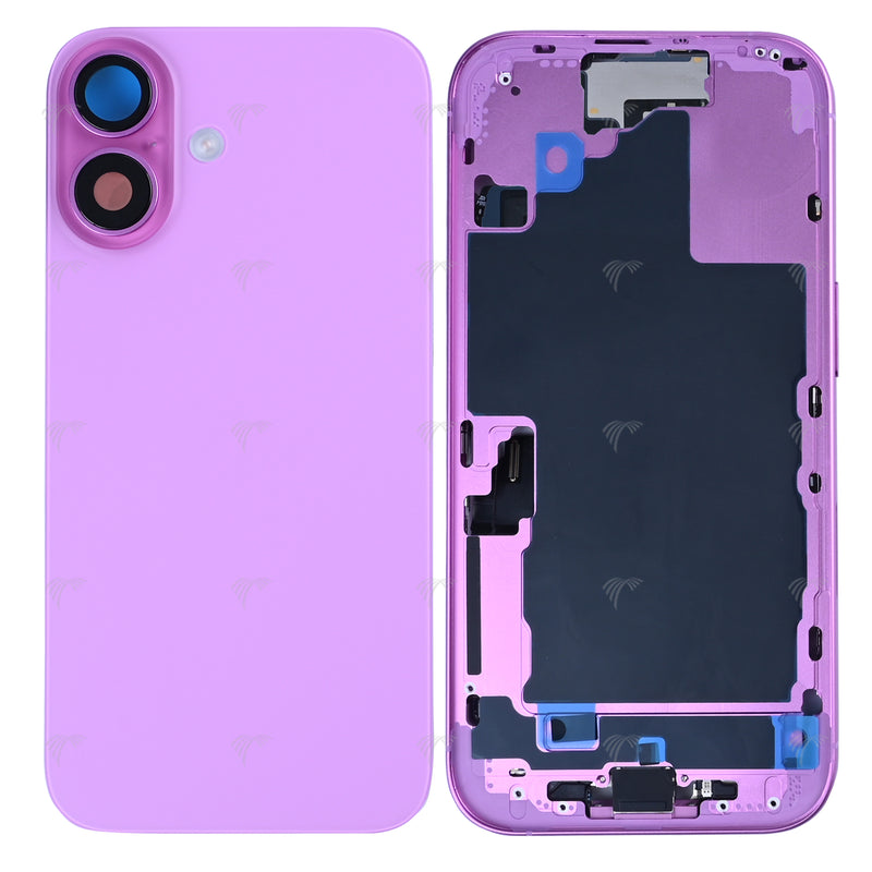 For iPhone 16 Complete Housing Incl. All Small Parts Without Battery And Back Camera Pink