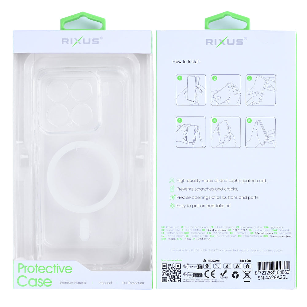 Rixus Anti-Burst Case With MagSafe Compatible For Xiaomi 15 Transparent