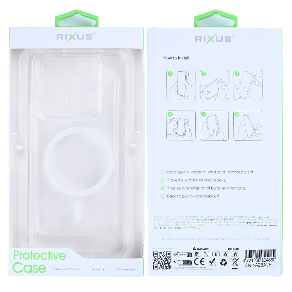 Rixus Anti-Burst Case With MagSafe Compatible For Xiaomi 15 Pro, 15S Pro Transparent