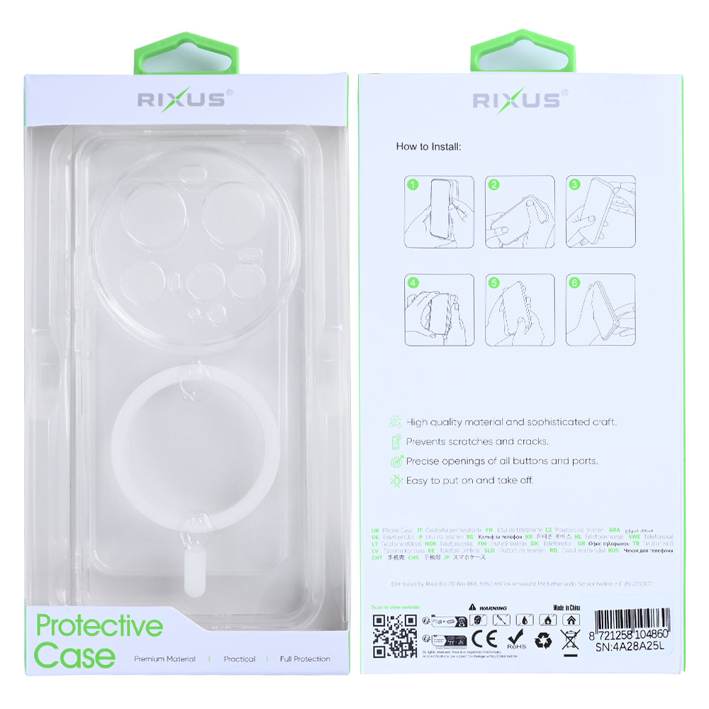 Rixus Anti-Burst Case With MagSafe Compatible For Xiaomi 15 Ultra Transparent