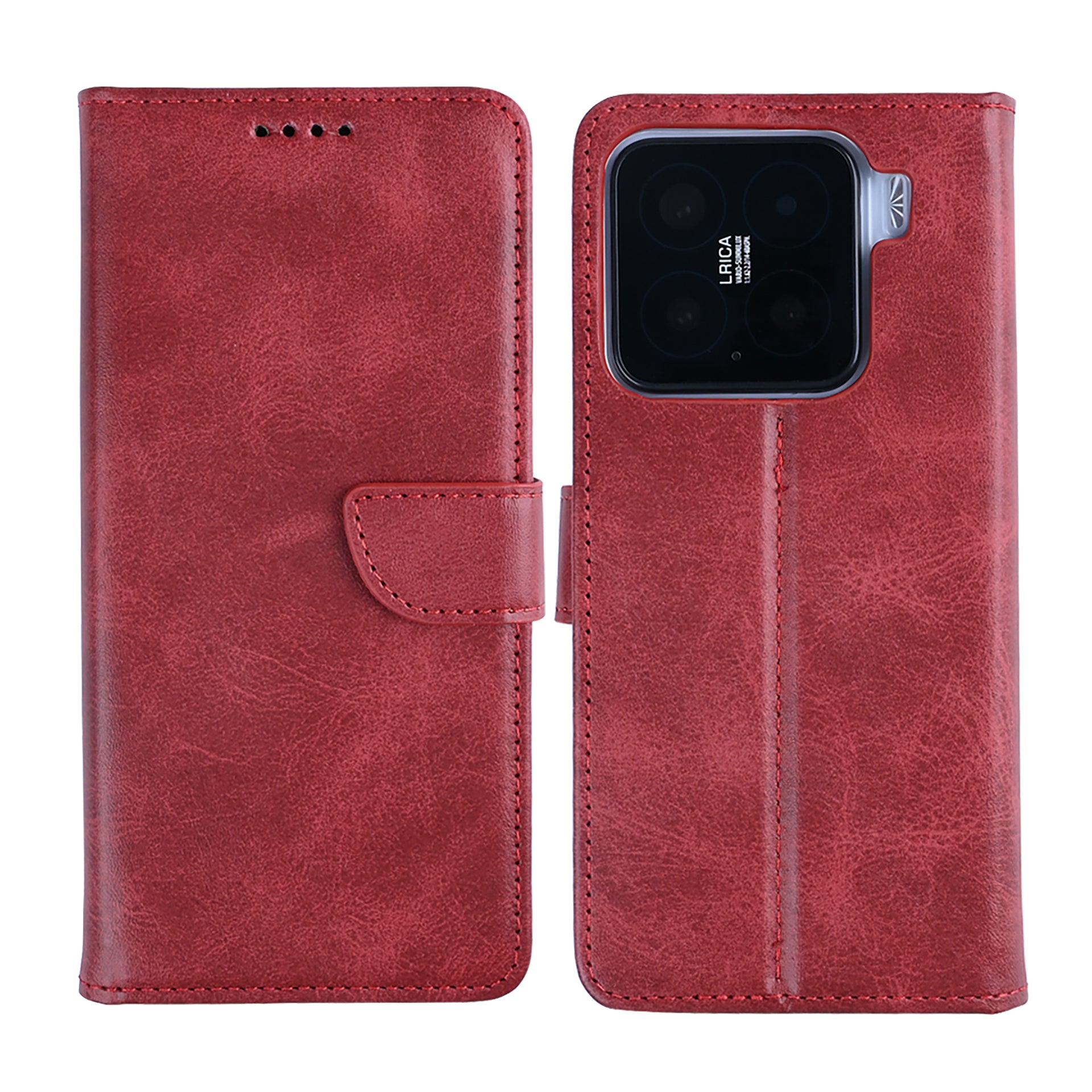 Rixus Bookcase For Xiaomi 15 Dark Red