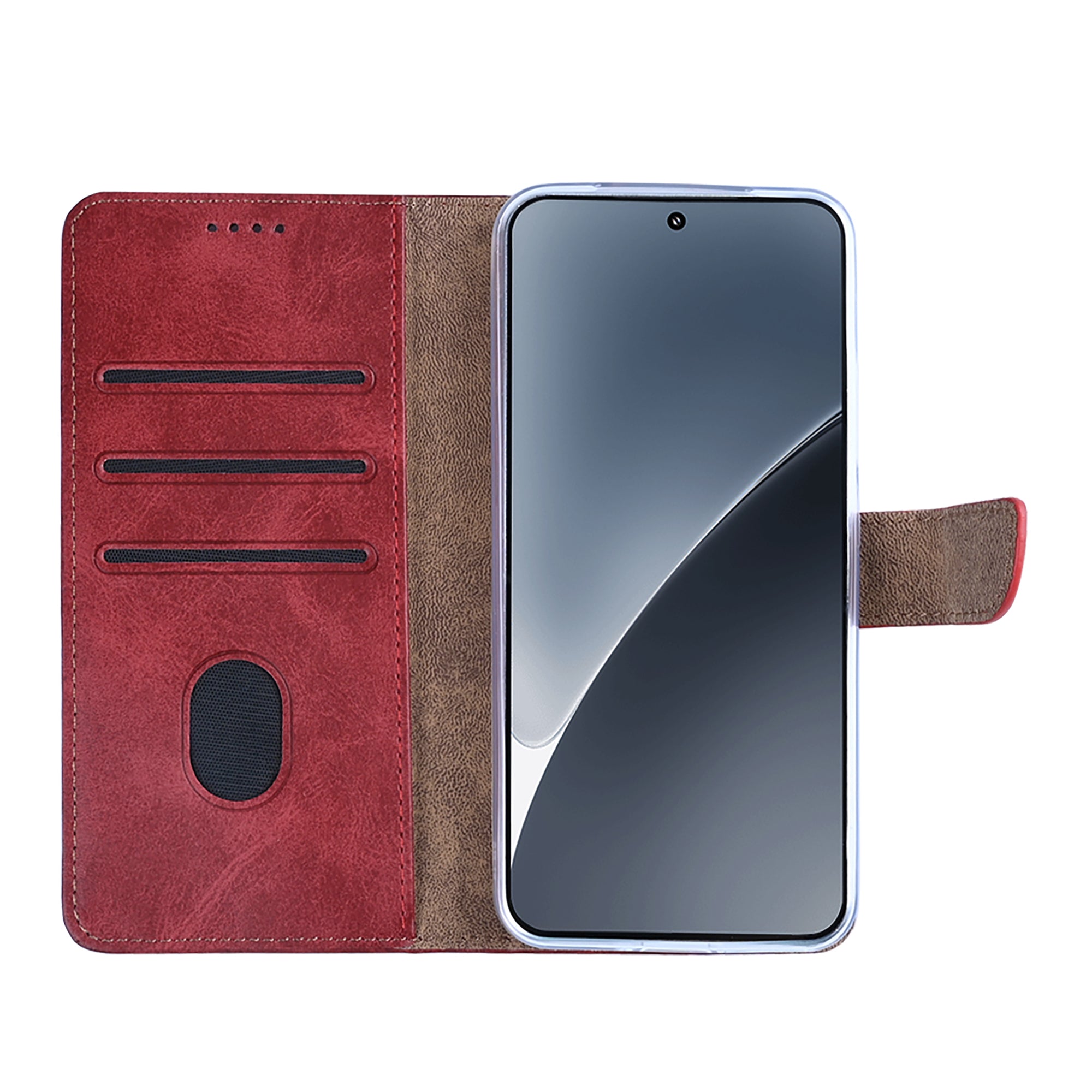 Rixus Bookcase For Xiaomi 15 Dark Red