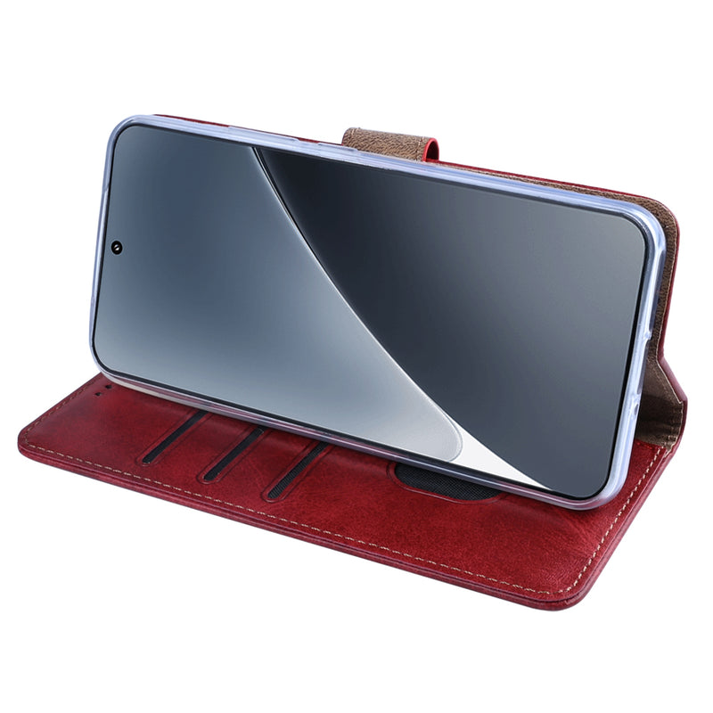 Rixus Bookcase For Xiaomi 15 Dark Red
