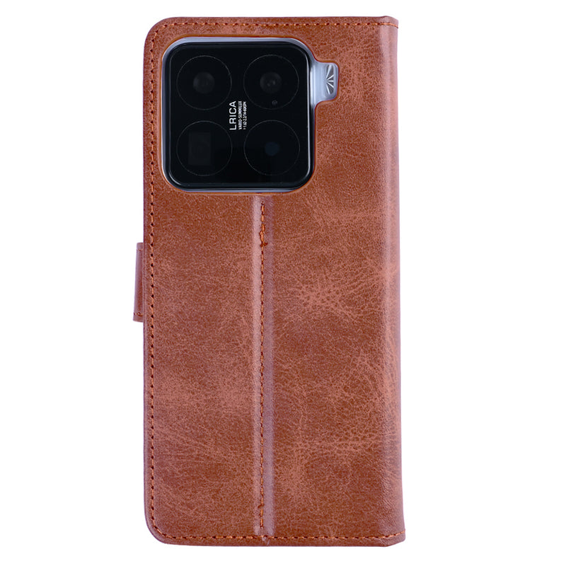 Rixus Bookcase For Xiaomi 15 Pro Brown