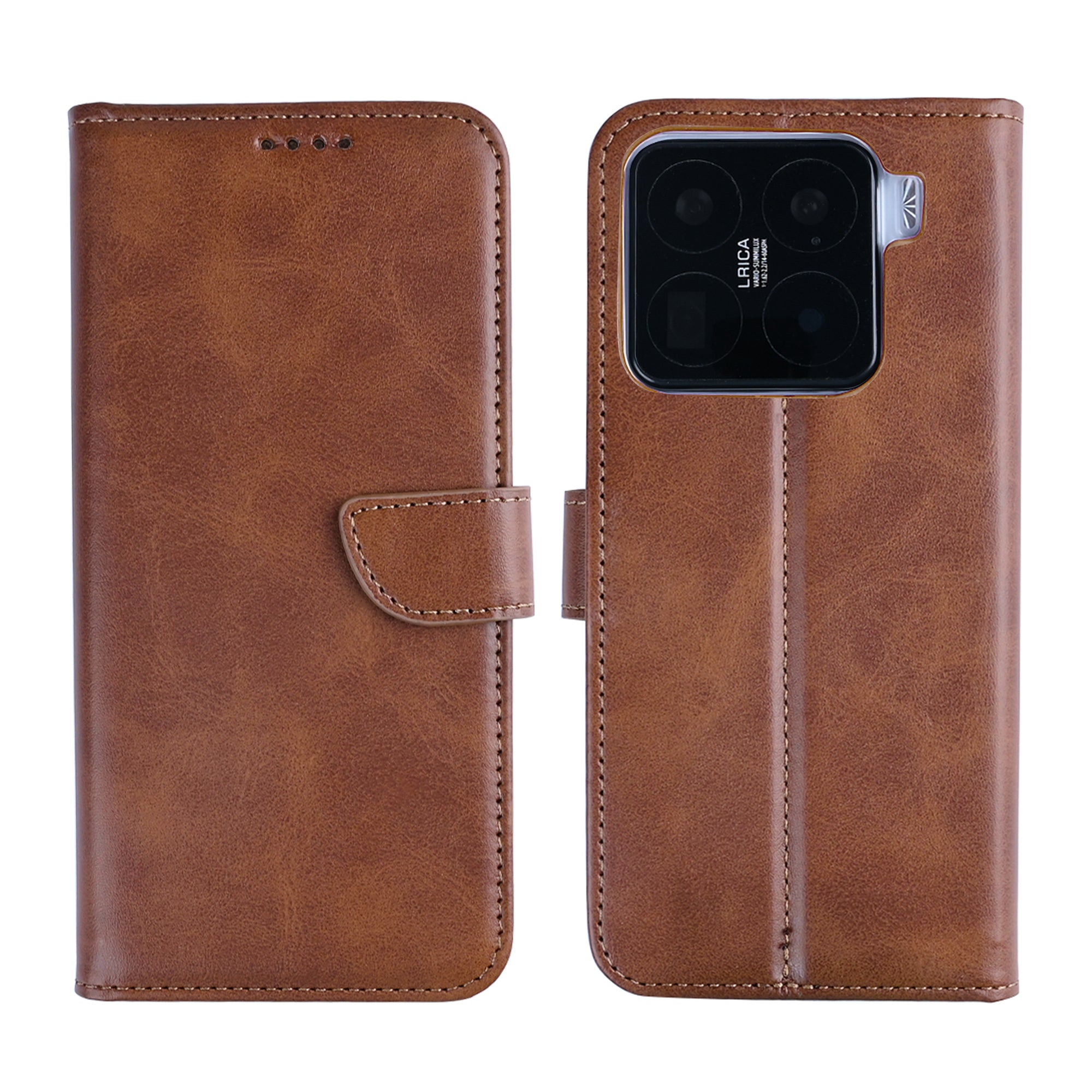 Rixus Bookcase For Xiaomi 15 Pro Brown