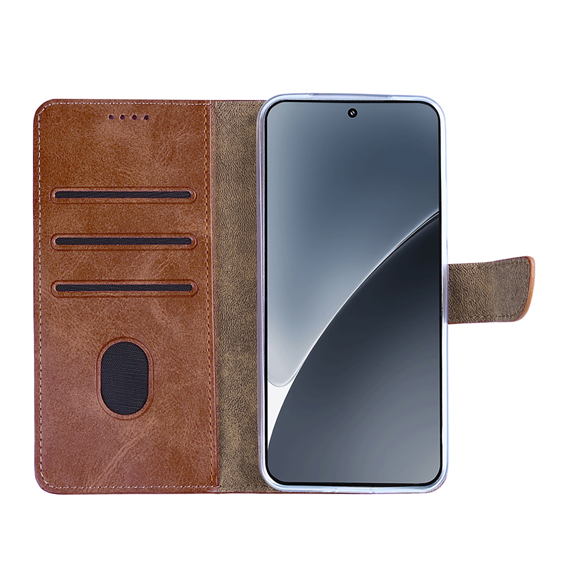Rixus Bookcase For Xiaomi 15 Pro Brown
