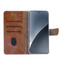 Rixus Bookcase For Xiaomi 15 Pro Brown