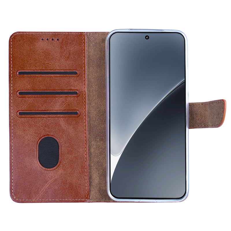 Rixus Bookcase For Xiaomi 15 Pro Brown