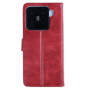 Rixus Bookcase For Xiaomi 15 Pro Dark Red