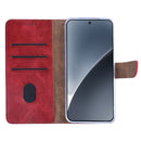 Rixus Bookcase For Xiaomi 15 Pro Dark Red
