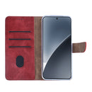 Rixus Bookcase For Xiaomi 15 Pro Dark Red