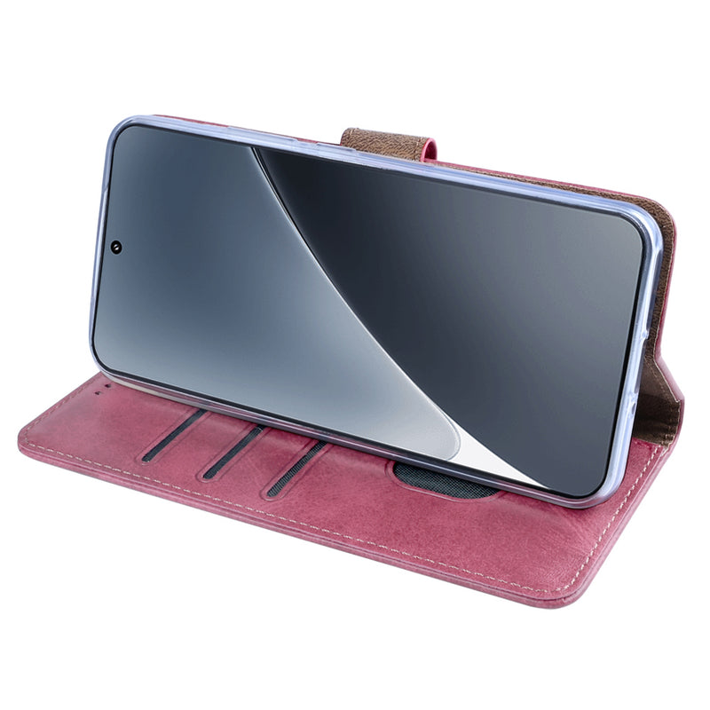Rixus Bookcase For Xiaomi 15 Pro Pink