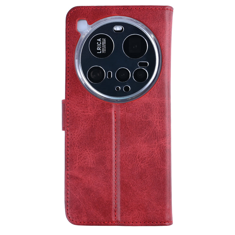 Rixus Bookcase For Xiaomi 15 Ultra Dark Red