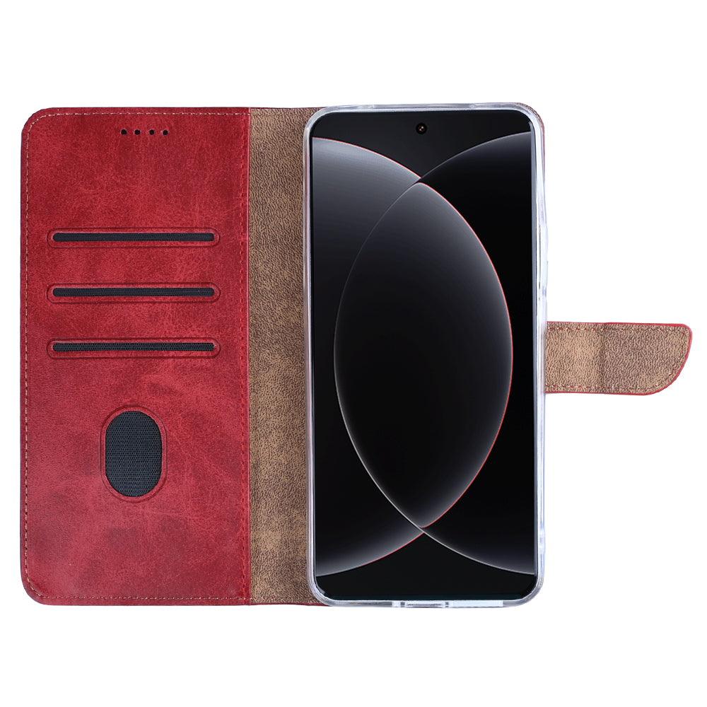 Rixus Bookcase For Xiaomi 15 Ultra Dark Red