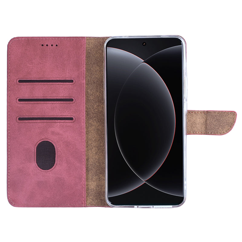 Rixus Bookcase For Xiaomi 15 Ultra Pink