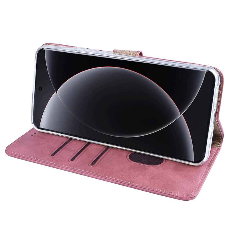 Rixus Bookcase For Xiaomi 15 Ultra Pink