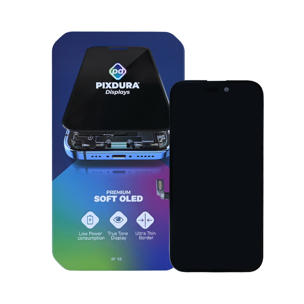PIXDURA For Apple iPhone 16 Display And Digitizer Soft-OLED Premium (IC Removable) (60Hz)
