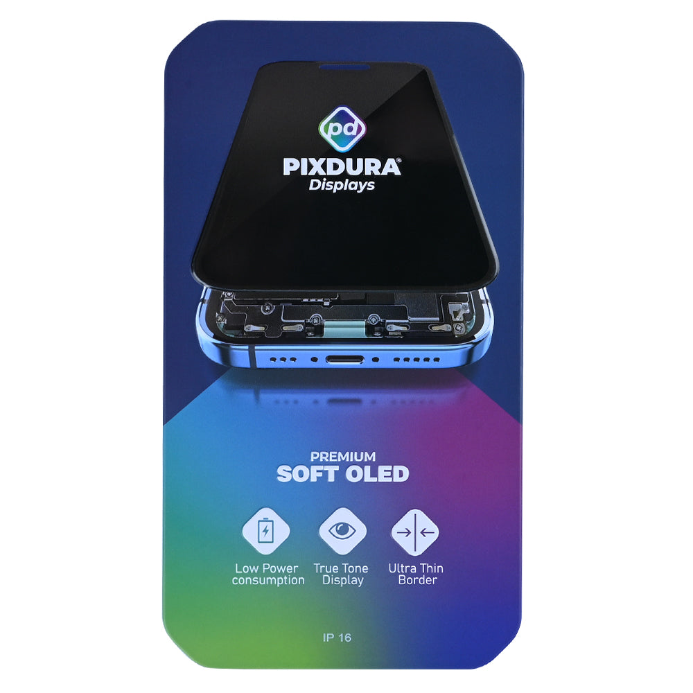 PIXDURA For Apple iPhone 16 Display And Digitizer Soft-OLED Premium (IC Removable) (60Hz)
