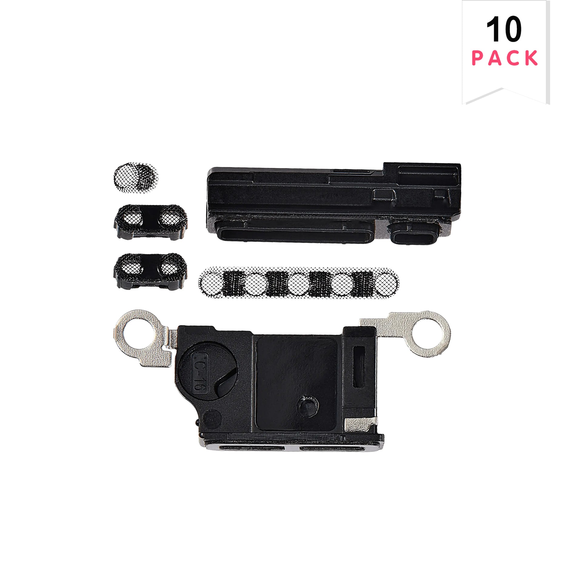 For Apple iPhone 16 Pro Max Loudspeaker And Microphone Mesh Set Black Titanium Compatible (10-Pack)