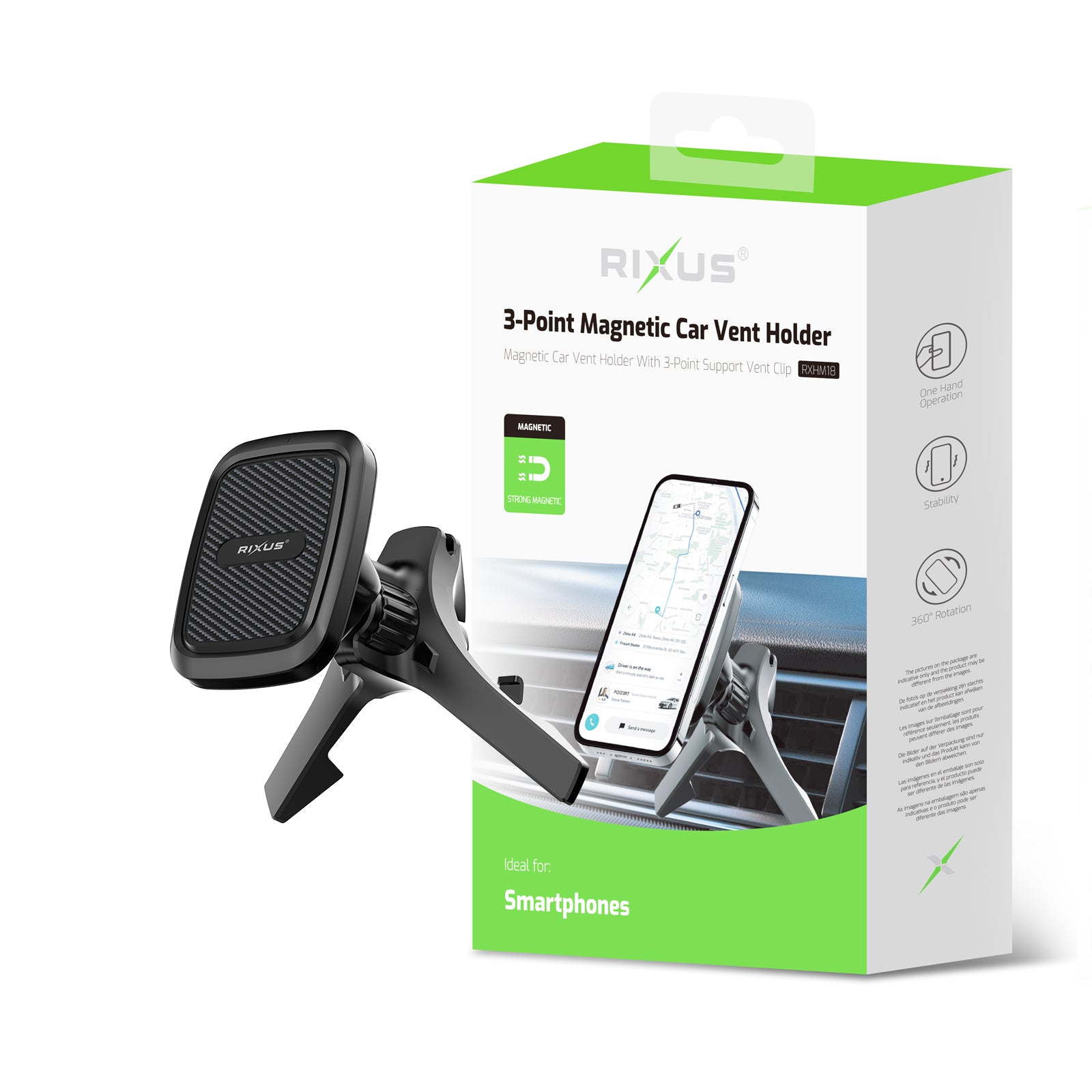 Rixus RXHM18 Magnetic Car Air Vent Phone Holder For Mercedes Black