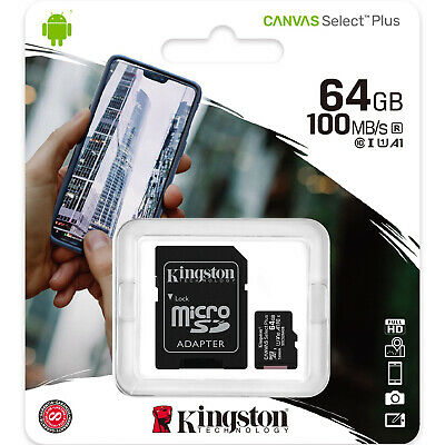 Kingston 64GB Canvas Select Plus MicroSD Memory Card 100R A1 C10 Card With Adapter