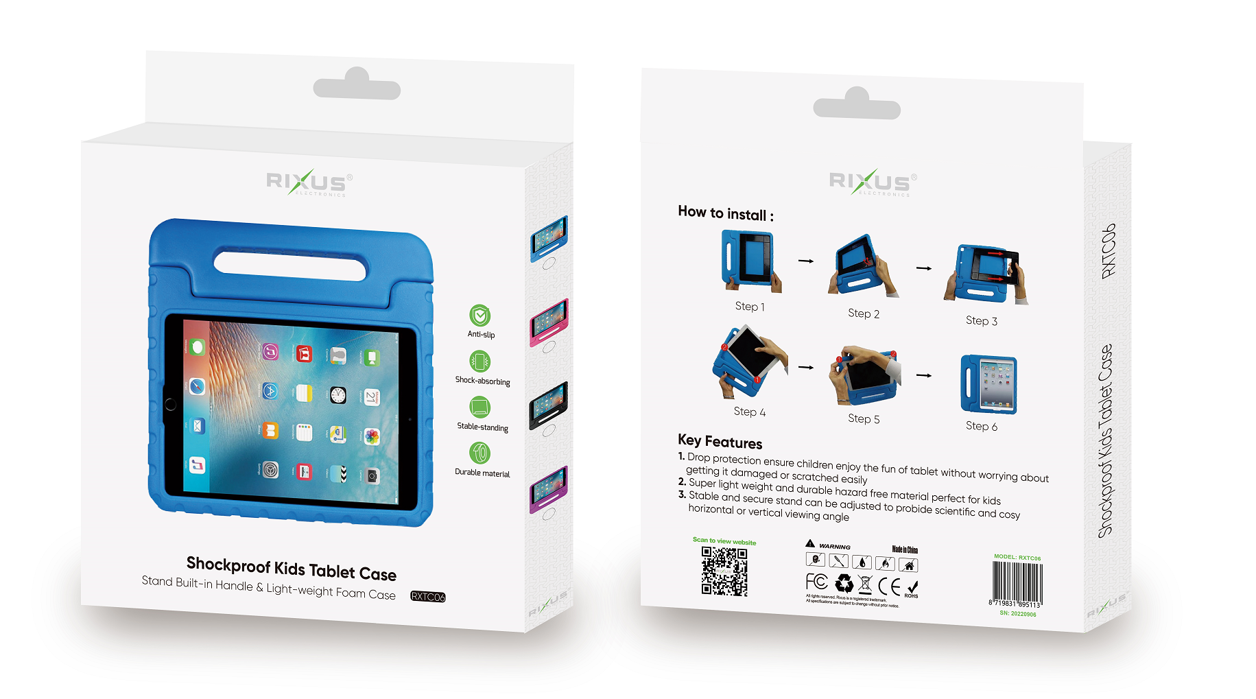 Rixus RXTC06 Tablet Kids Case For Apple iPad 2, 3, 4 9.7 inch Purple