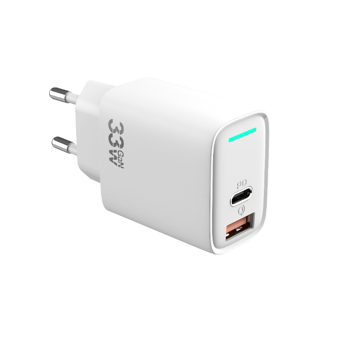 PD Quick GaN Adapter CH3350 USB-A To USB-C 33W White Bulk