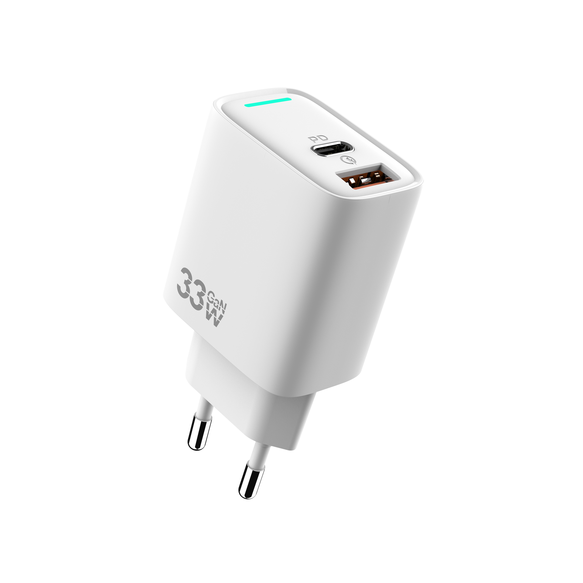 PD Quick GaN Adapter CH3350 USB-A To USB-C 33W White Bulk