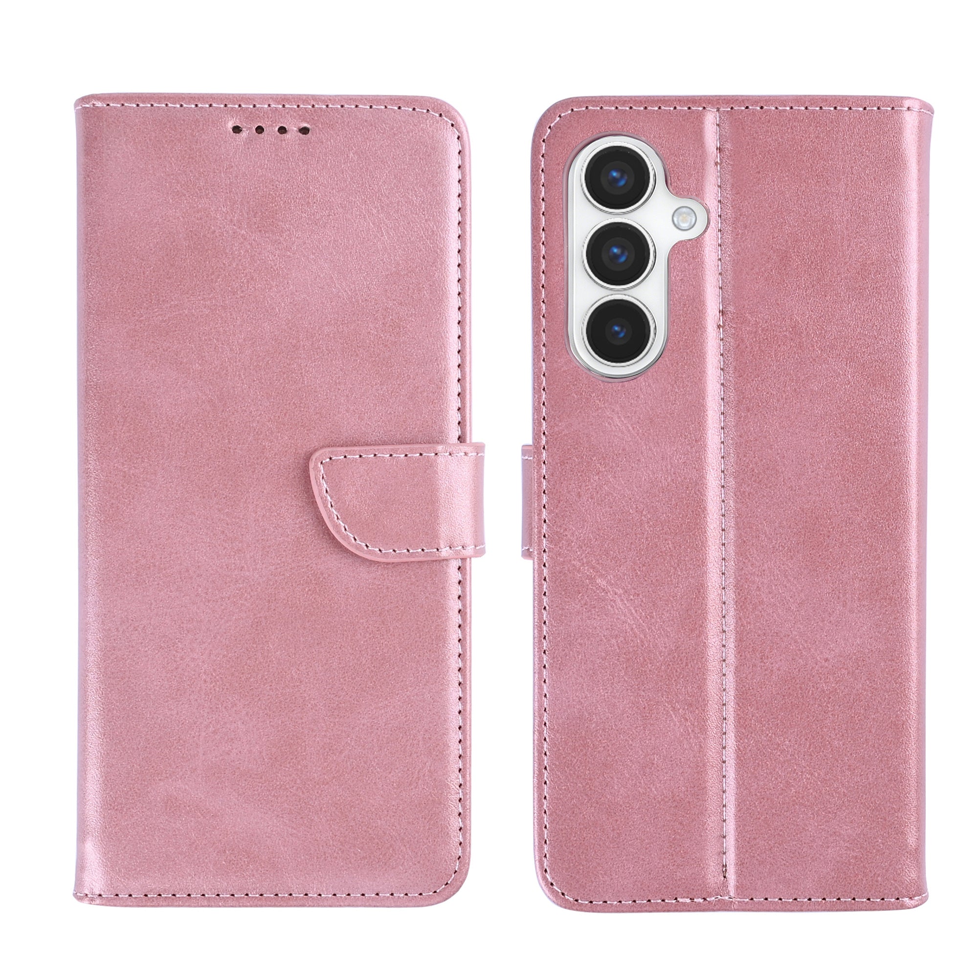 Rixus Bookcase For Samsung Galaxy S24, S25 Pink