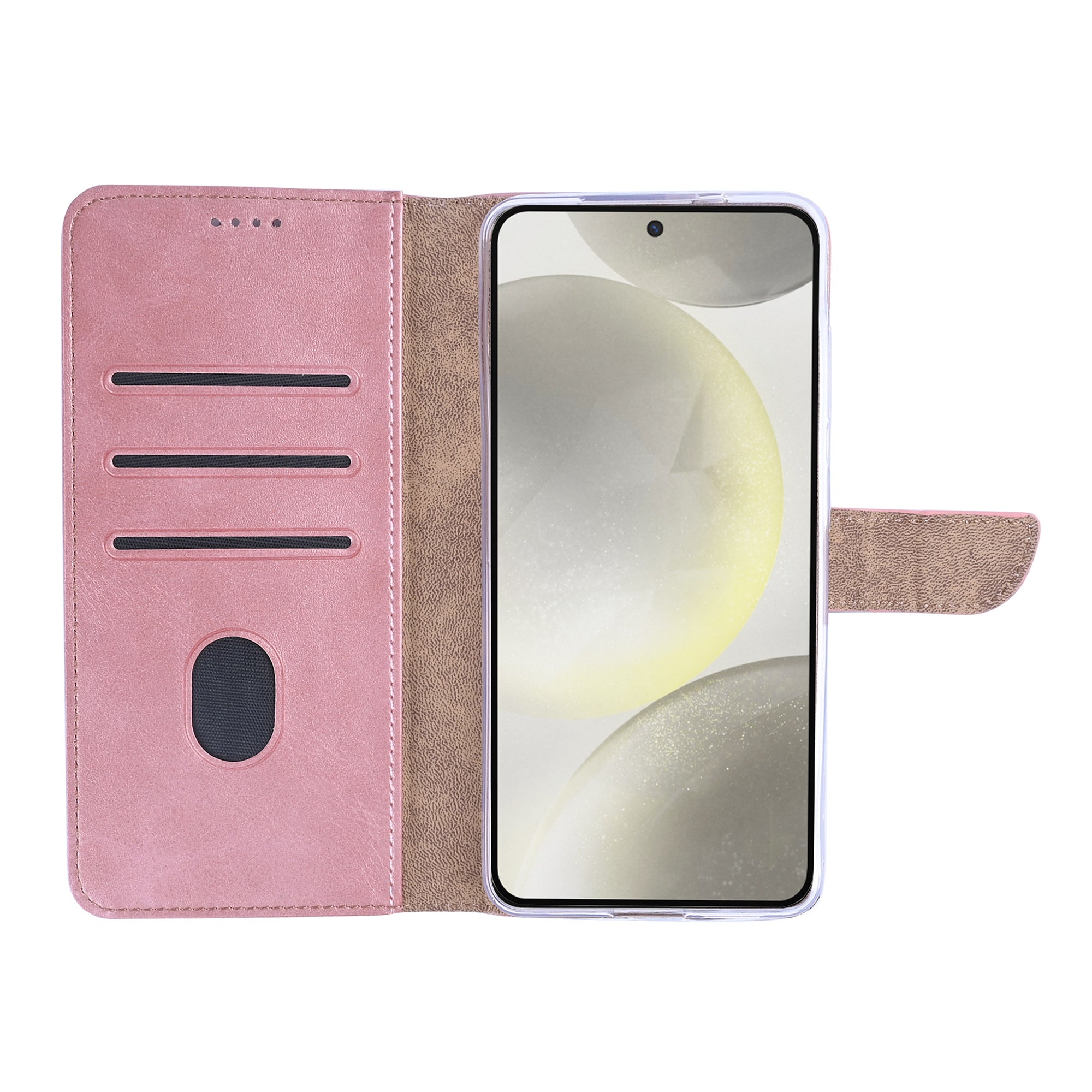 Rixus Bookcase For Samsung Galaxy S24, S25 Pink