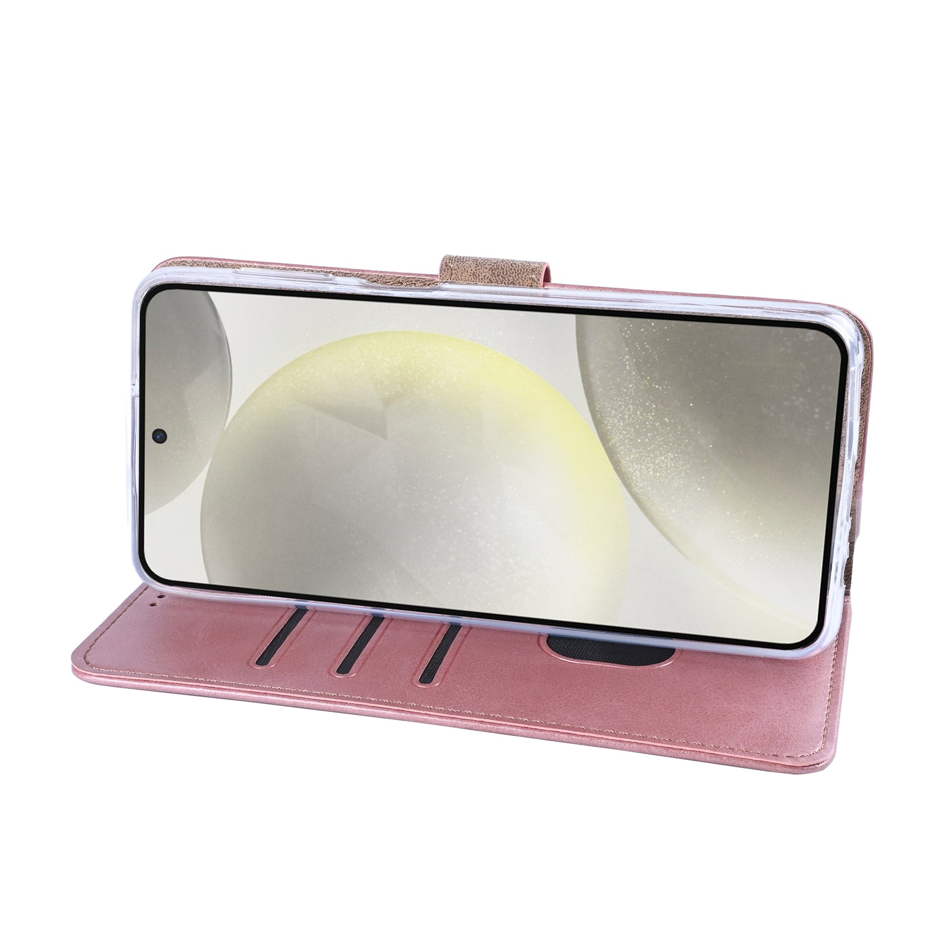 Rixus Bookcase For Samsung Galaxy S24, S25 Pink