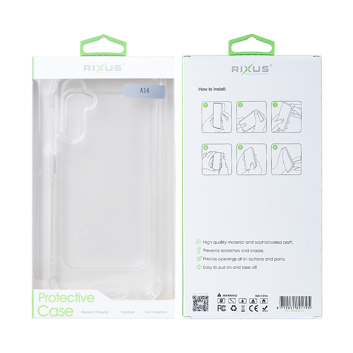 Rixus  Anti-Burst Case For Samsung Galaxy A14 5G Transparent