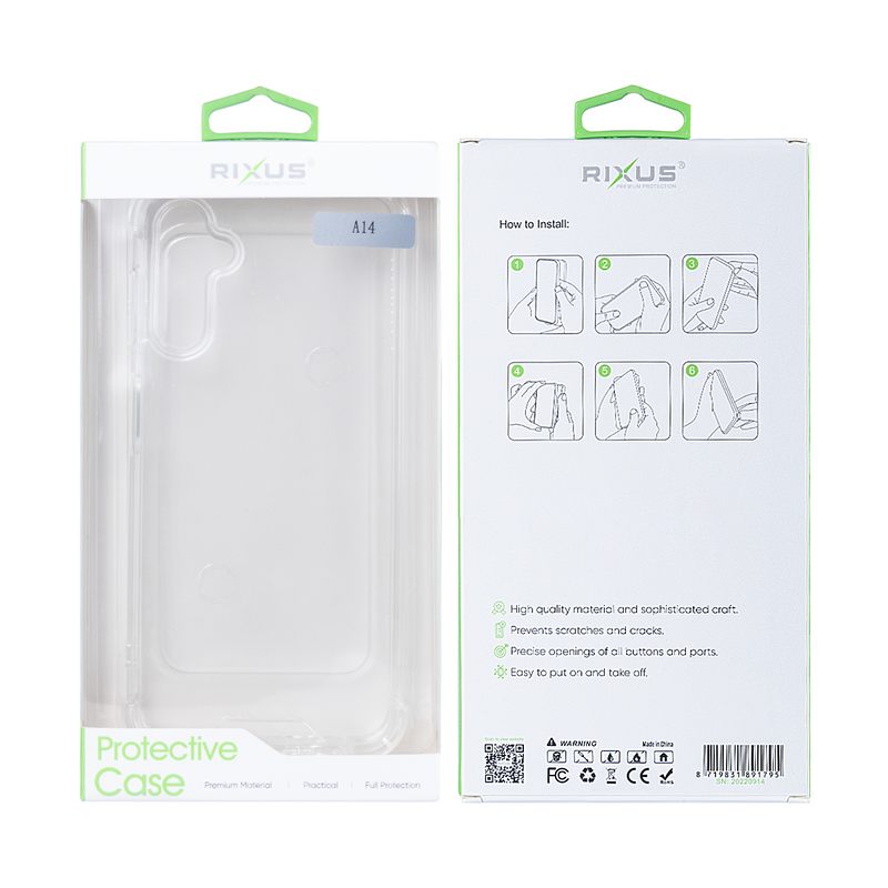 Rixus For Samsung Galaxy A14 5G Anti-Burst Case Transparent